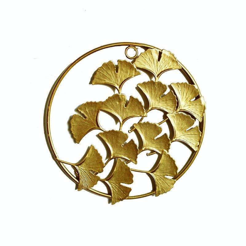 Home Living Room Iron Art Wall Hanging Gold Three-Dimensional Leaf Wall Hanging Decorative Painti...