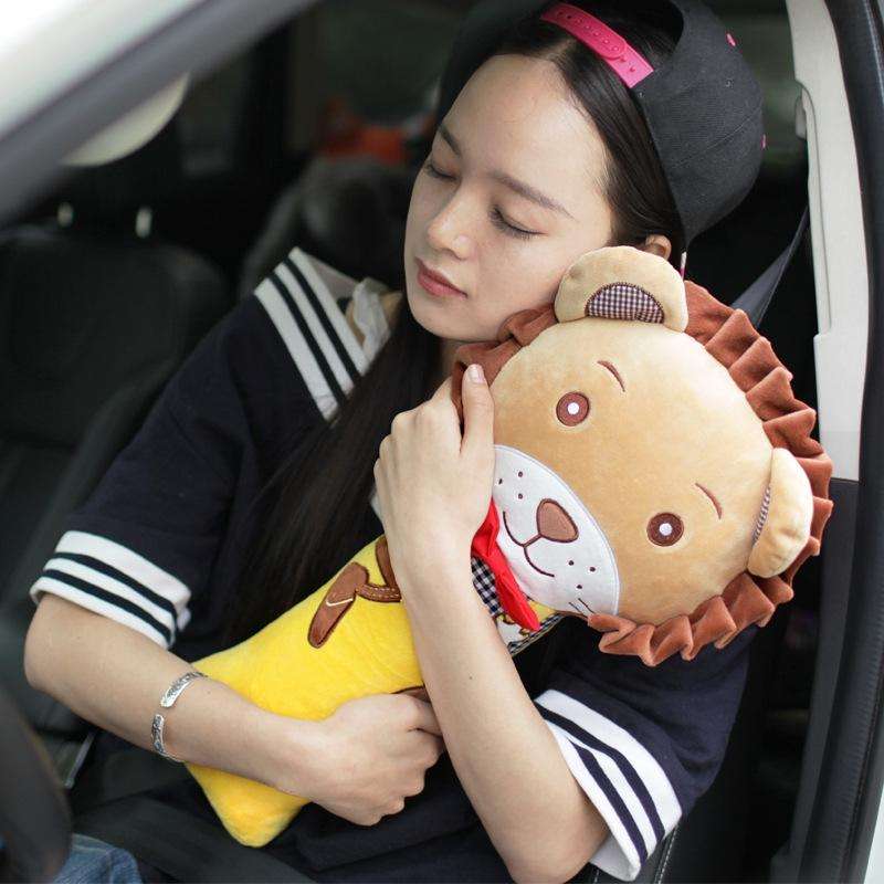 50cm Children Car Belt Cartoon Shoulder Protector Pillow(Lion)