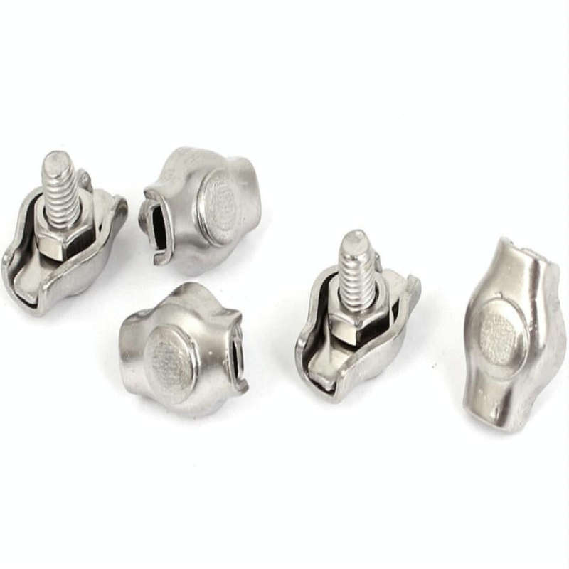 5 PCS 304 Stainless Steel Plate Single Clip Double Clamp Wire Rope Clamp, Specification:M2, Style...