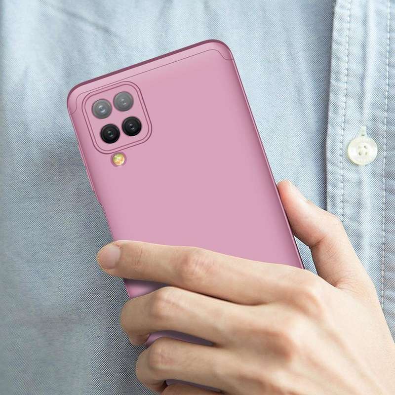 For Samsung Galaxy A12 GKK Three Stage Splicing Full Coverage PC Case(Rose Gold)