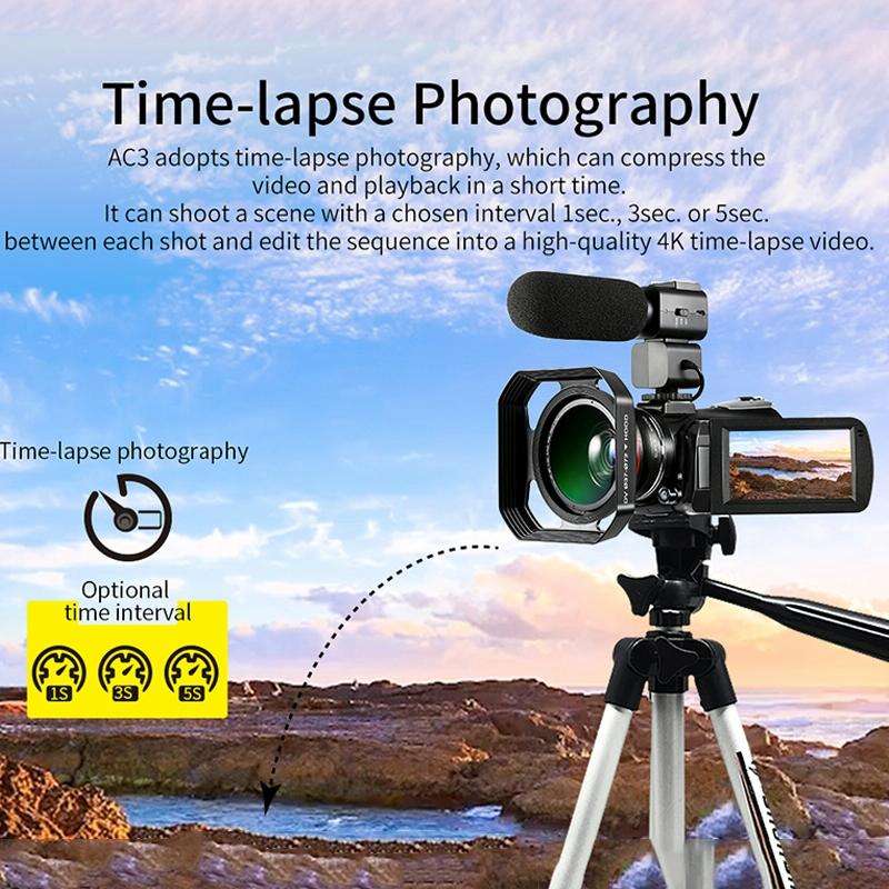 ORDRO AC3 3.1 inch IPS Screen 4K Full HD 13MP Night Vision WiFi Live Camcorder DV Digital Camera,...
