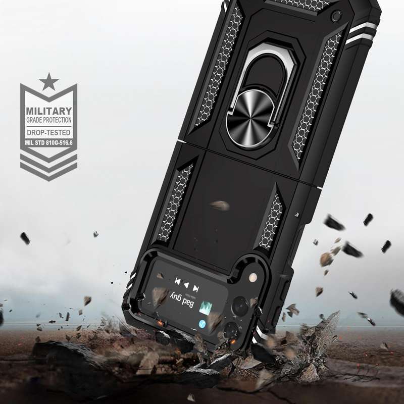 For Samsung Galaxy Z Flip4 Shockproof TPU + PC Phone Case with Holder(Black)