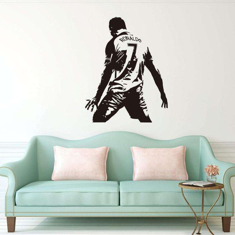 Football Player Action Silhouette Student Dormitory Bedroom Decoration Wall Sticker, Size:Small 4...