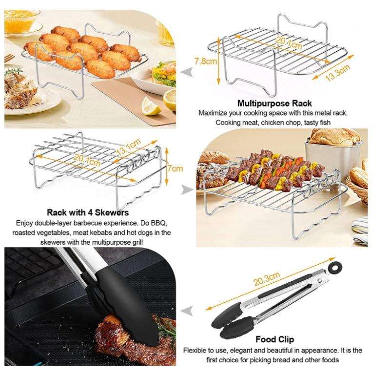 For NinJa DZ201 DZ401 DZ550 Series Air Fryer 8 In 1 Rectangular Kit