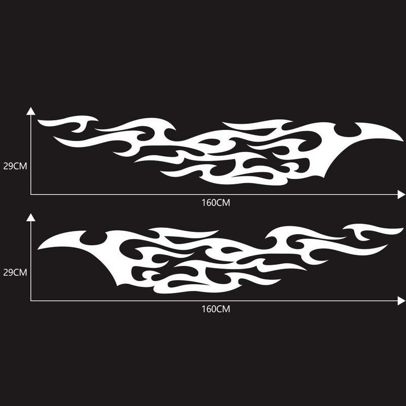 2 PCS/Set D-969 Flame Pattern Car Modified Decorative Sticker(White)