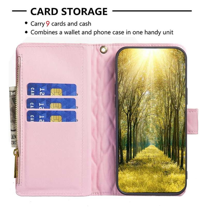 For Samsung Galaxy A73 5G Diamond Lattice Zipper Wallet Leather Flip Phone Case(Pink)