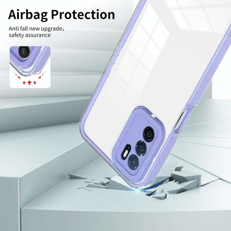 For OPPO A16 / A16s 3 in 1 Clear TPU Color PC Frame Phone Case(Purple)