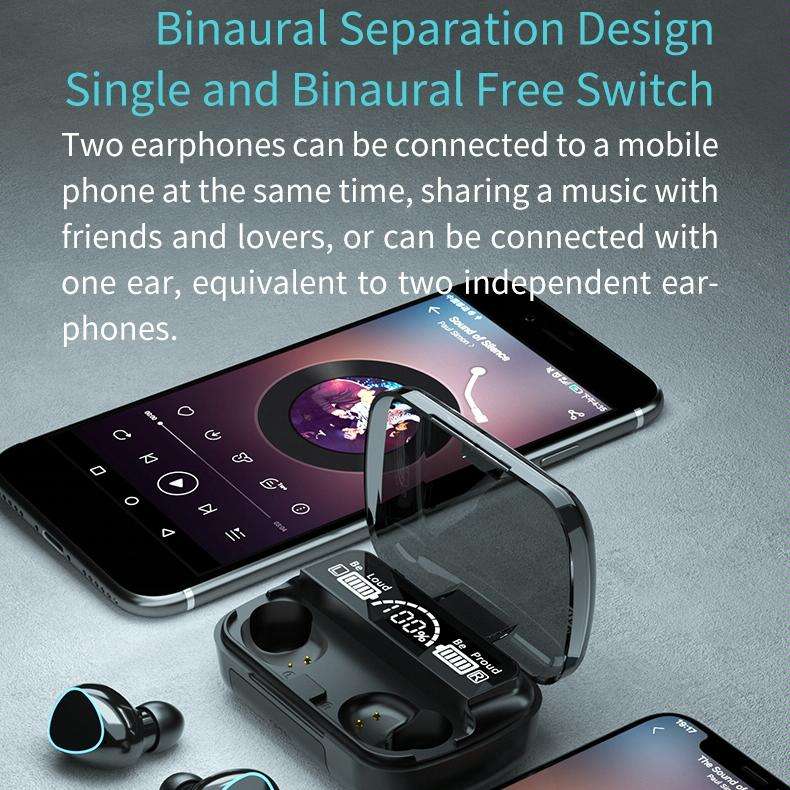 M10 Bluetooth 5.1 TWS Digital Display Wireless Bluetooth Earphone with Charging Box, Support Touc...