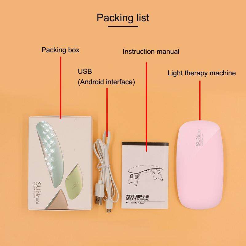 SUN mini 2 6W UV + LED USB Nail Lamp Fingernail Gel Curing Dryer(Pink)
