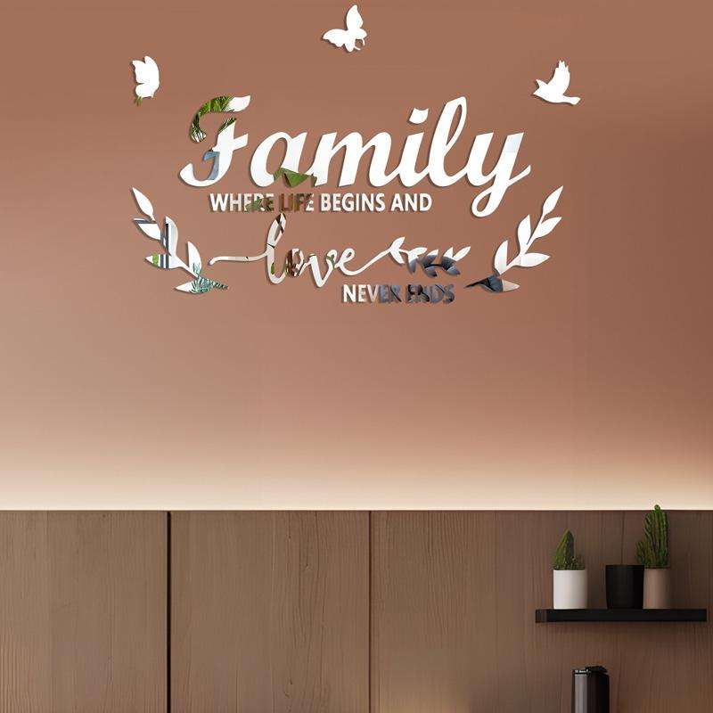 Acrylic Familylove Stereoscopic Mirror Wall Stickers Home Self-Adhesive Decorative Soft Mirror(Bl...