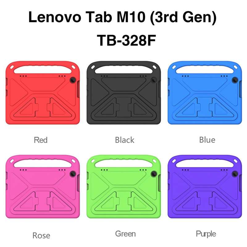 For Lenovo Tab M10 3rd Gen Handle EVA Shockproof Tablet Case with Holder(Purple)