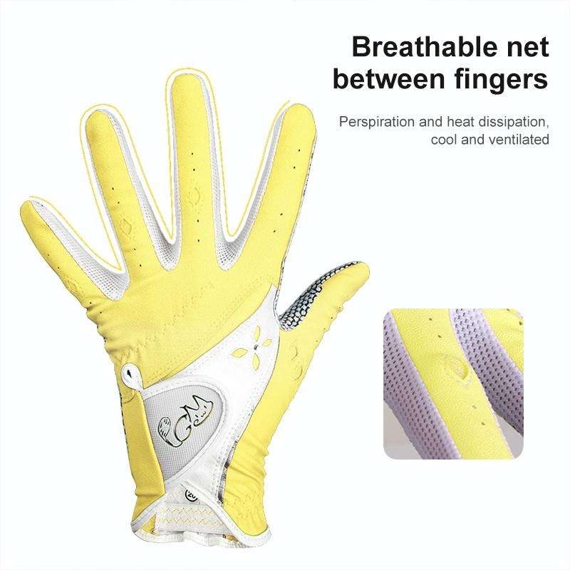 PGM One Pair Golf Non-Slip PU Leather Gloves for Women (Color:Pink Size:18)