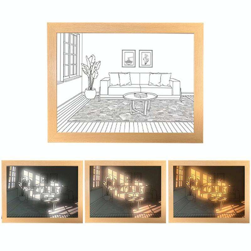 Three-Color Lighting Bedroom Bedside LED Luminous Decorative Painting, Size: Small(Window)