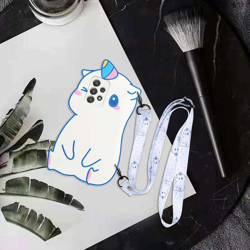 For Samsung Galaxy A33 5G Crossbody Cartoon Silicone Phone Case(Unicorn)