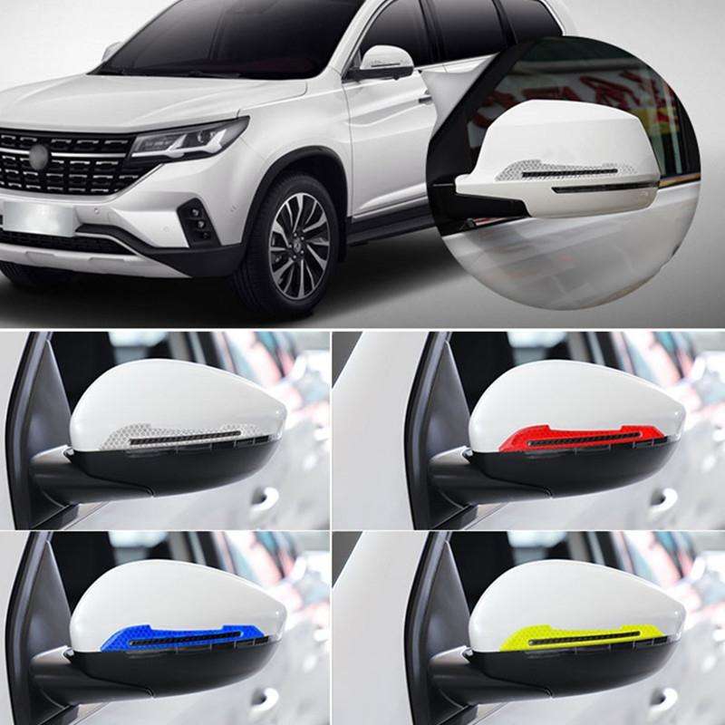 4 Sets Car Reflective Sticker Door Border Anti-Collision Strip Leaf Board Personality Rear View M...