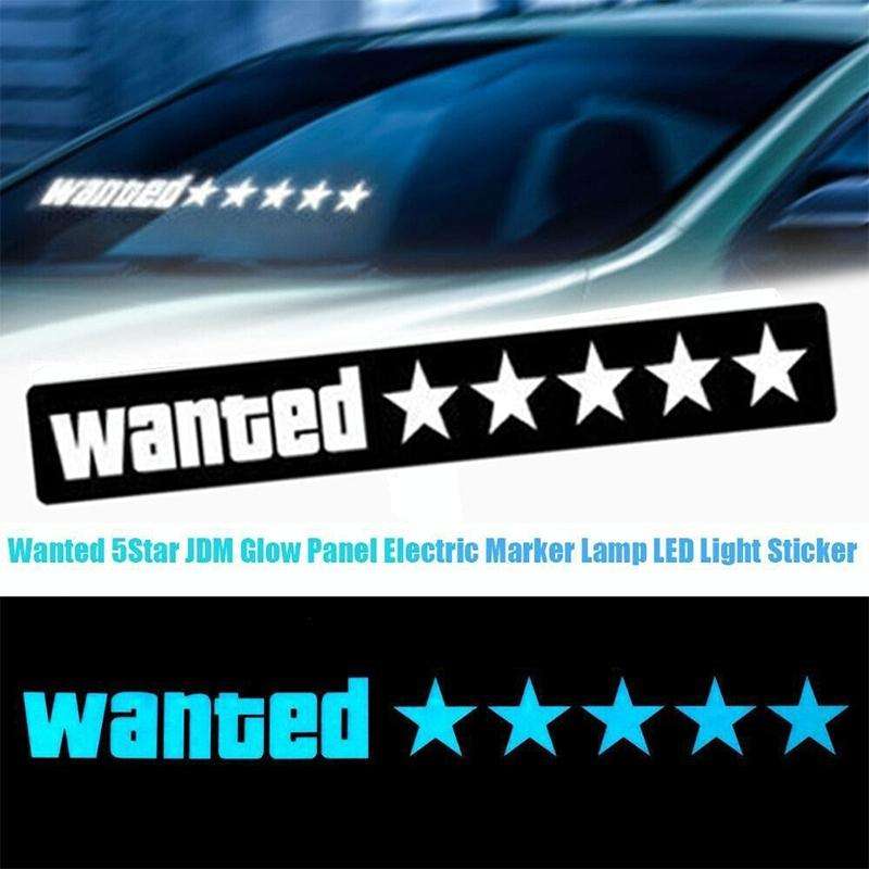 EL Luminous Car Stickers Cold Light Car Stickers Car Luminous Pattern Decoration(Wanted White)