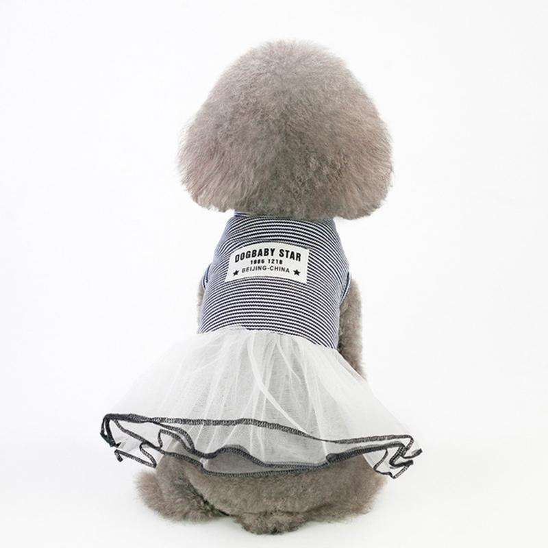 Pet Clothes Dog Summer Breathable Striped Skirt, Size:M(Black)