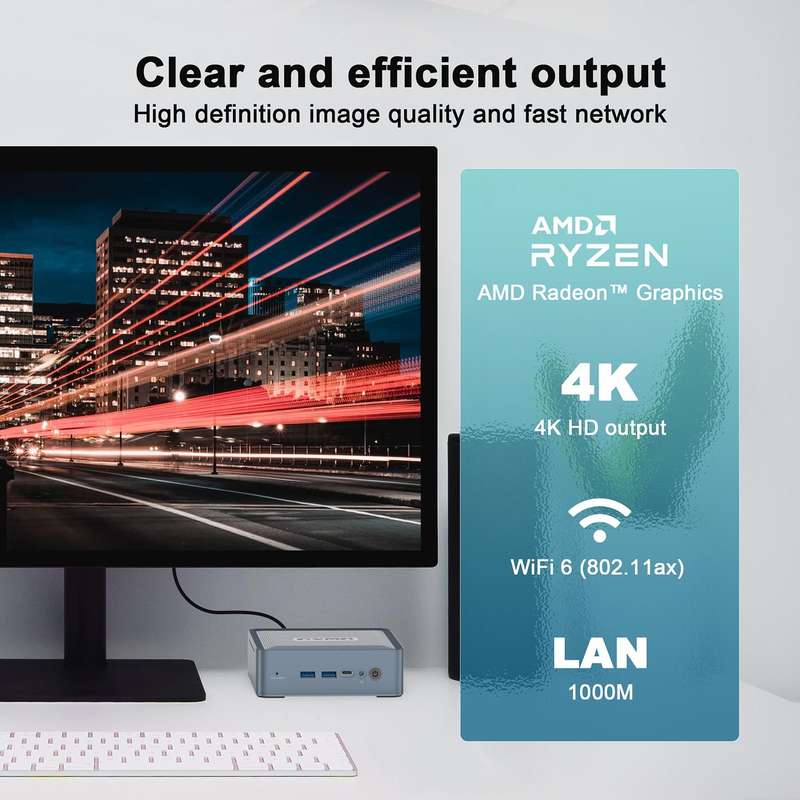 GXMO H56 Windows 11 AMD R5-5600H Mini PC NVME SSD WiFi6 Mini Desktop Computer, Specification:16GB...