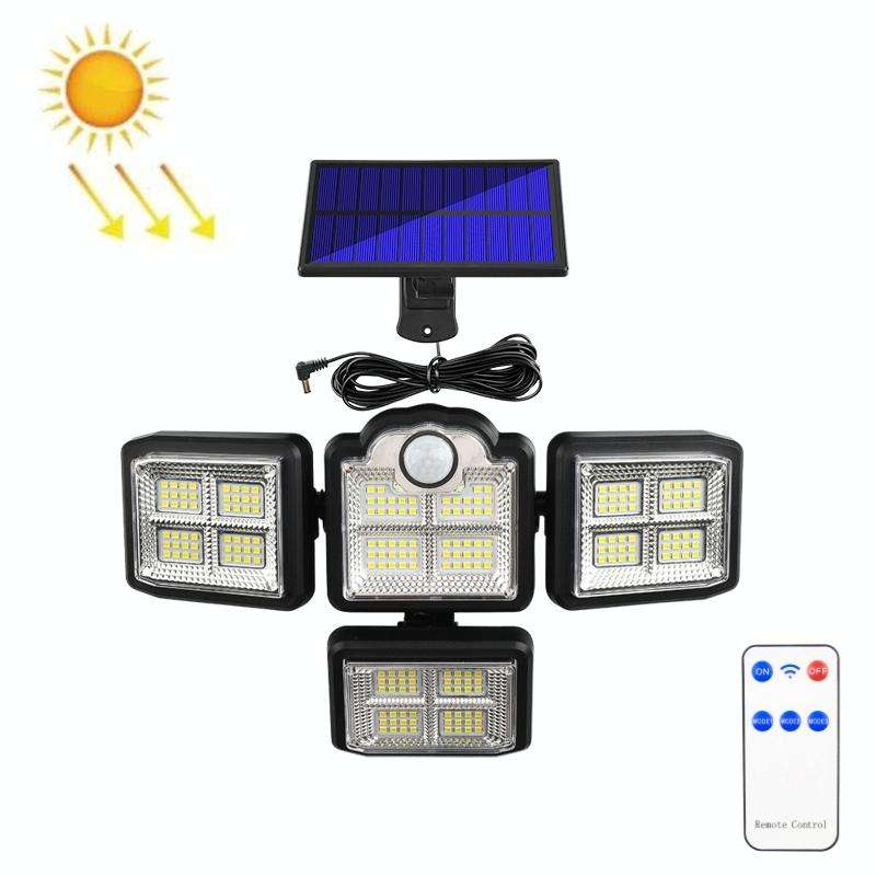 TG-TY085 Solar 4-Head Rotatable Wall Light with Remote Control Body Sensing Outdoor Waterproof Ga...