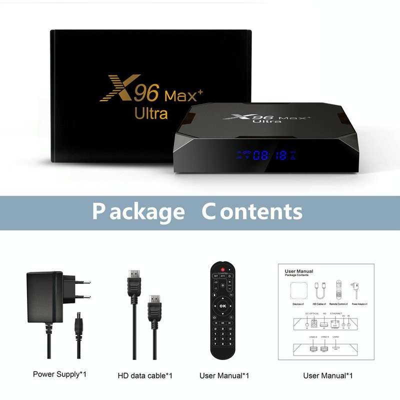 X96 Max+ Ultra 4GB+32GB Amlogic S905X4 8K Smart TV BOX Android 11.0 Media Player, Plug Type:EU Plug