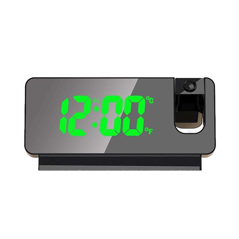 S282 Multifunctional Silent Electronic Digital Projection Clock(Black Shell Green Light)