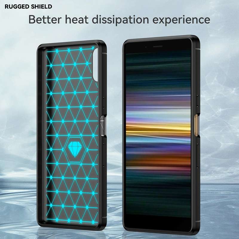 For Sony Xperia L3 Brushed Texture Carbon Fiber TPU Phone Case(Black)
