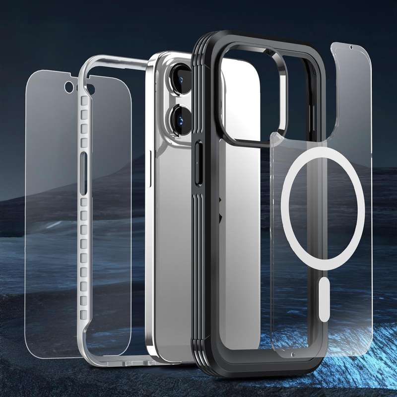 For iPhone 15 Pro Life Waterproof MagSafe Magnetic Rugged Phone Case(Black)