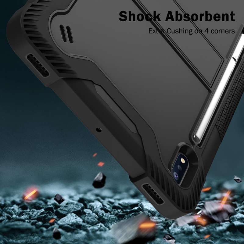 For Samsung Galaxy Tab S8 / Galaxy Tab S7 Silicone + PC Shockproof Protective Case with Holder(Bl...