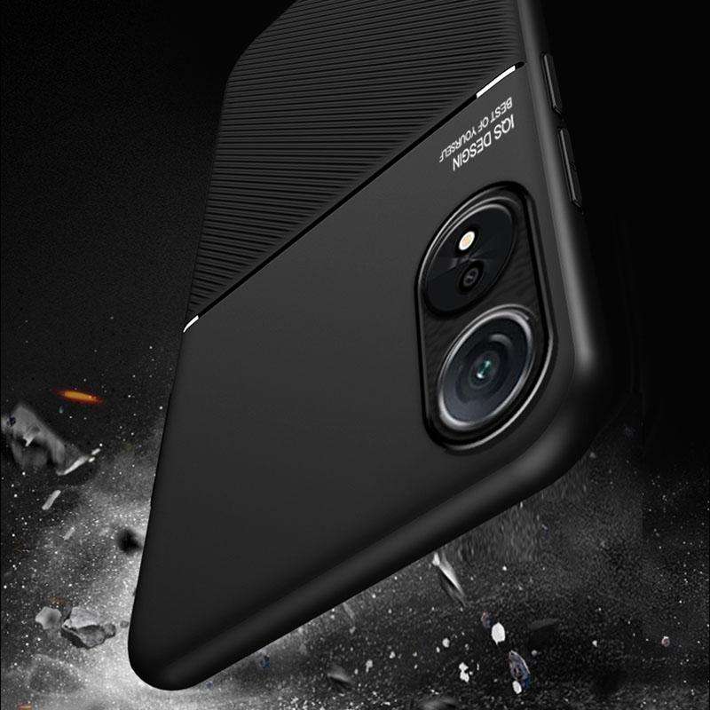 For OPPO A58 5G Classic Tilt Strip Grain Magnetic Shockproof PC + TPU Phone Case(Green)