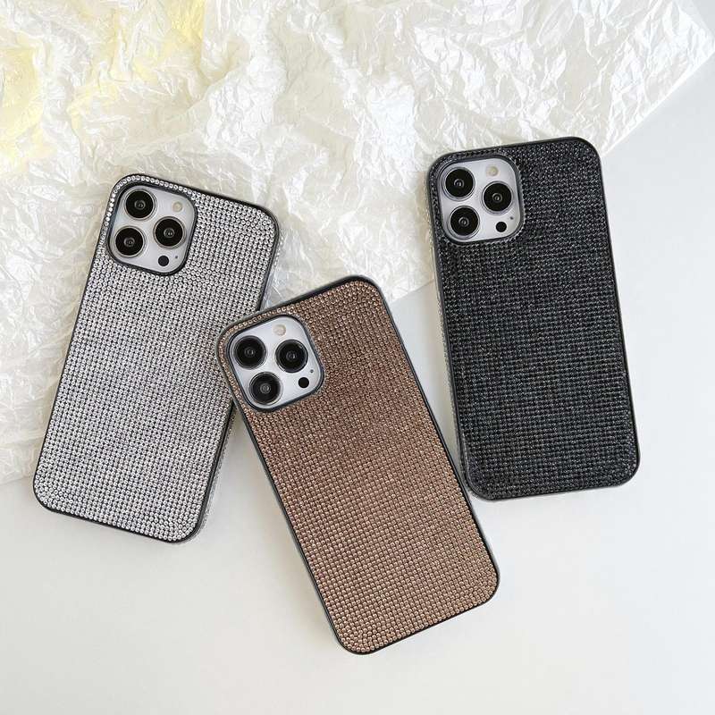 For iPhone 15 Solid Color Diamond TPU Phone Case(Silver)
