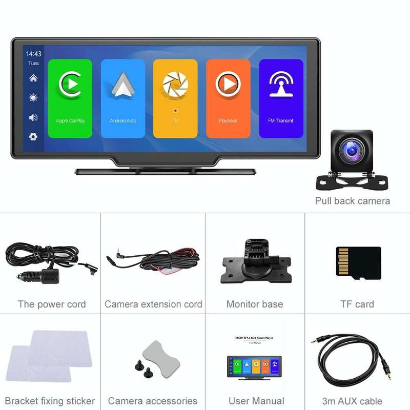 Car 10.26 Inch Portable Wireless CarPlay Display Android Auto Mobile Phone Screen