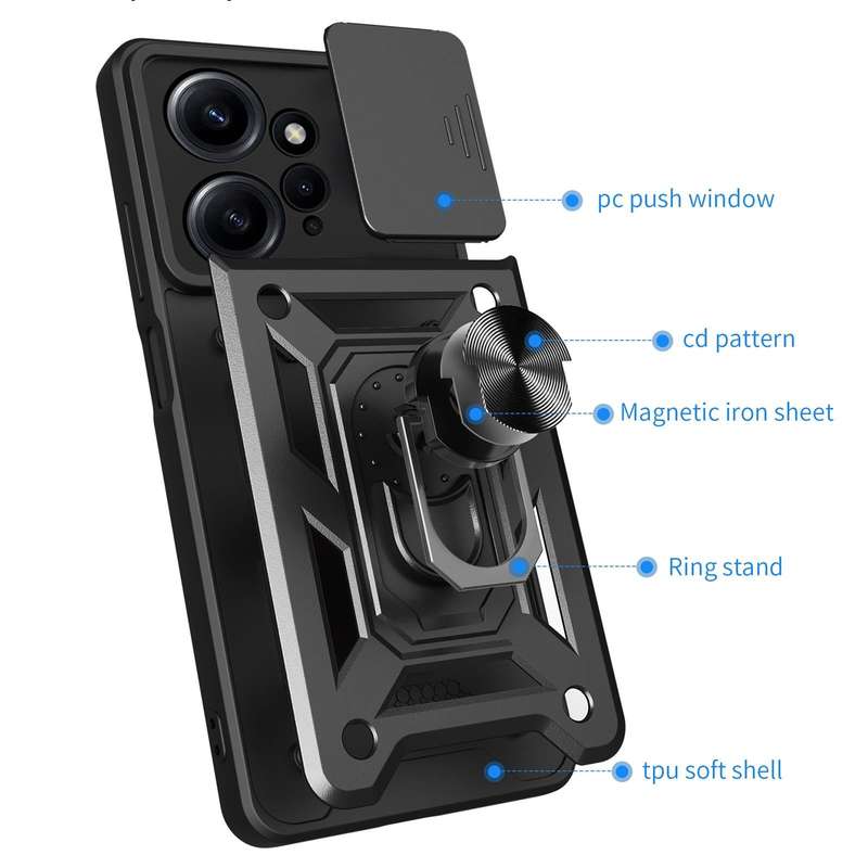 For Xiaomi Redmi Note 12 4G Global Sliding Camera Cover Design Phone Case(Red)