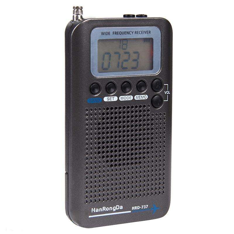 HRD-737 Portable Aircraft Band Radio Wide Frequency Receiver (Black)