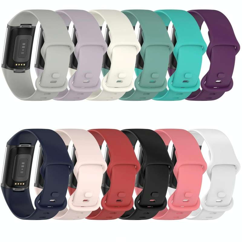 For Fitbit Charge 5 Monochromatic Silicone Watch Band, Size: Small Size(White)