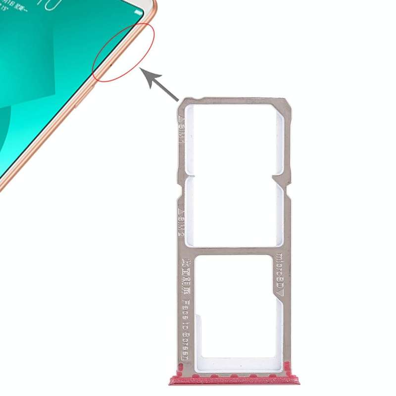For OPPO A83 2 x SIM Card Tray + Micro SD Card Tray (Red)