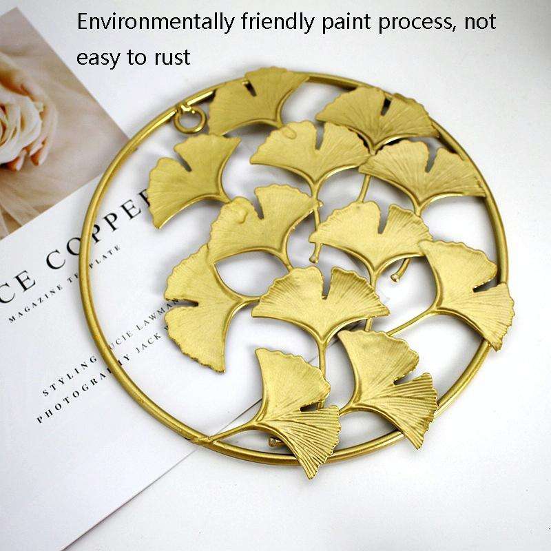Home Living Room Iron Art Wall Hanging Gold Three-Dimensional Leaf Wall Hanging Decorative Painti...