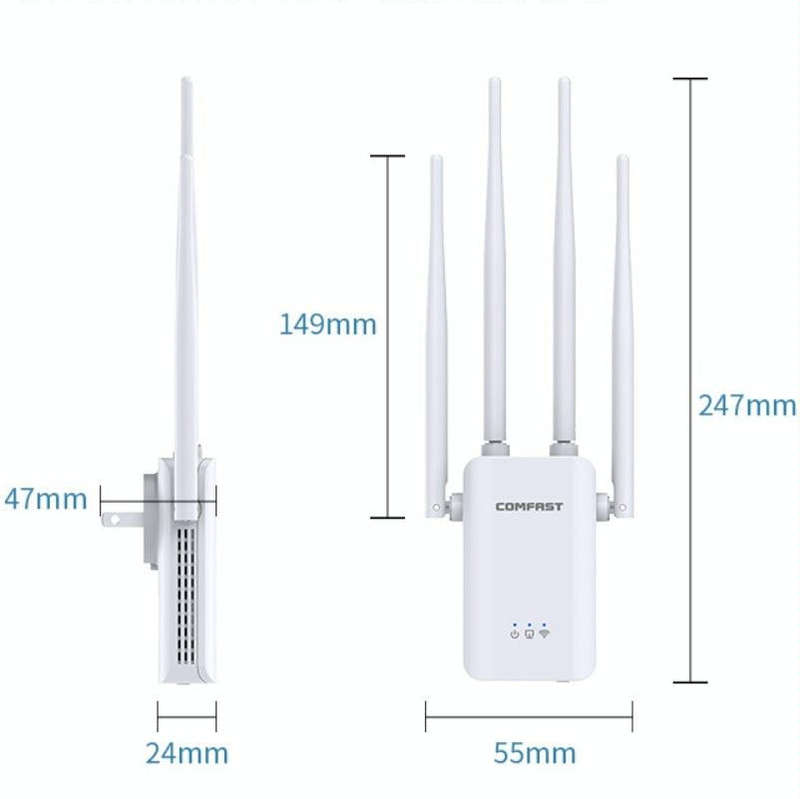Comfast CF-WR304S 300M 4 Antenna Wireless Repeater High-Power Through-Wall WIFI Signal Amplifier,...