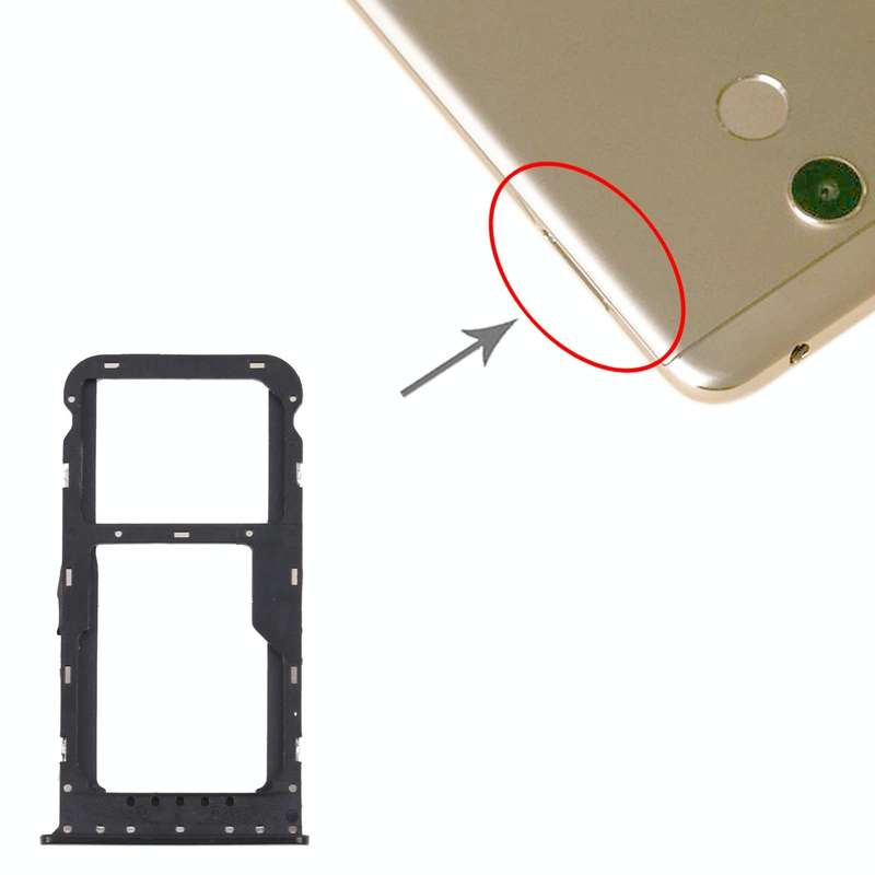 SIM Card Tray + SIM Card Tray / Micro SD Card Tray for Honor 6C Pro (Black)