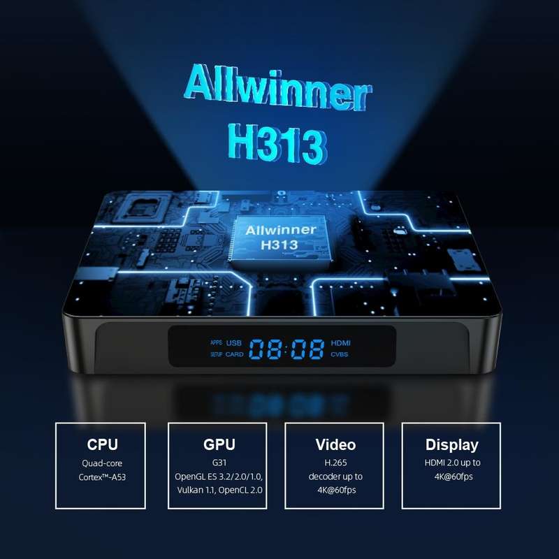 X96Q PRO 4K Smart TV BOX Android 10.0 Media Player, Allwinner H313 Quad Core ARM Cortex A53, RAM:...