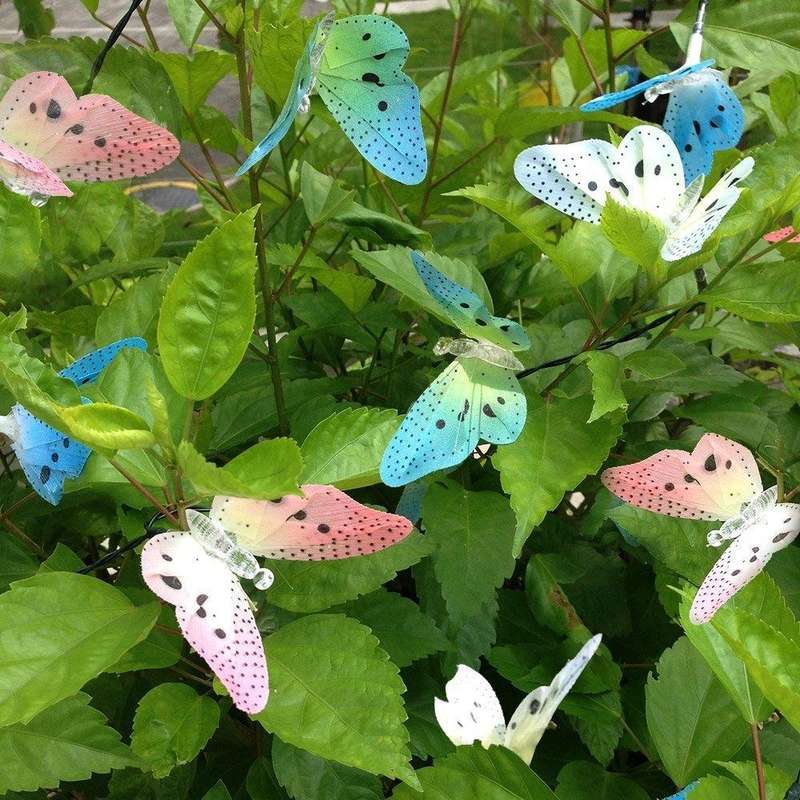 Solar Powered Butterfly Fiber Optic Fairy String Waterproof Christmas Outdoor Garden Holiday Ligh...