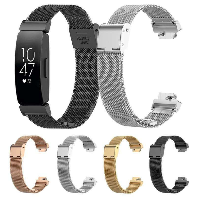 For Fitbit Inspire 3 Buckle Fine Mesh Stainless Ssteel Watch Band(Black)