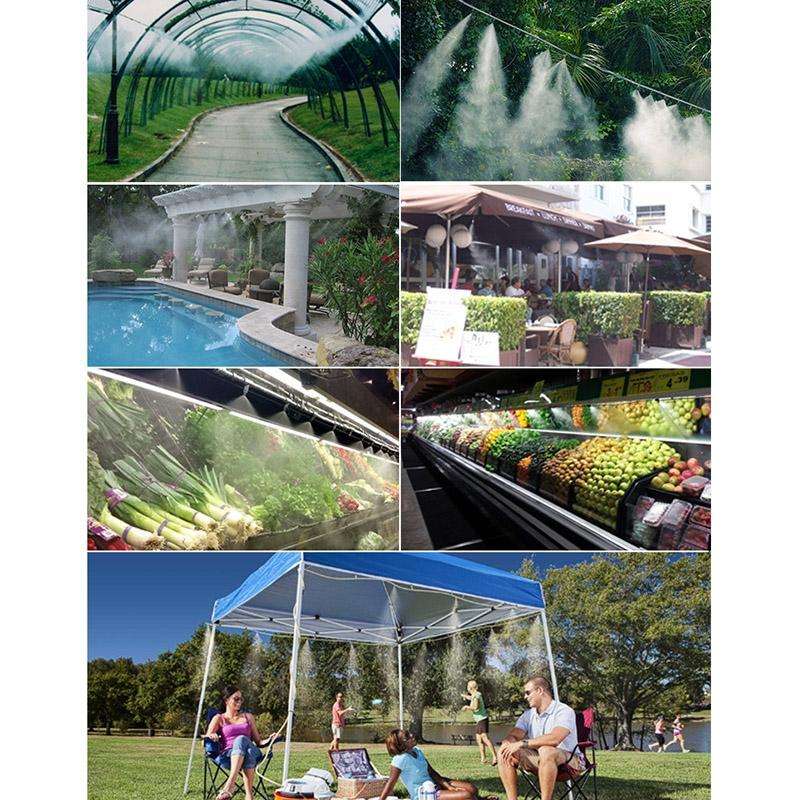 Outdoor Lawn Garden PE Hose Mist Watering Line Misting Cooling System with 16 x Mist Nozzles, Len...