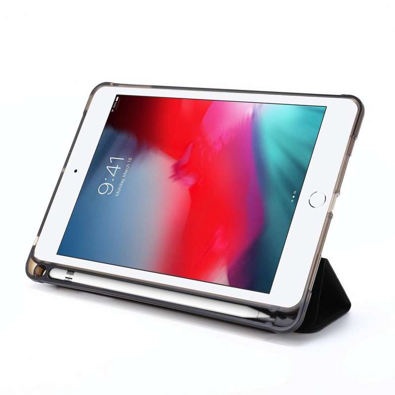For iPad Mini 4 Airbag Horizontal Flip Leather Case with Three-fold Holder (Black)
