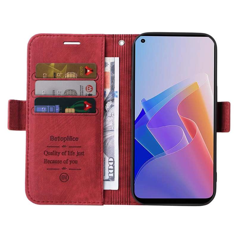 For OPPO Reno 7Z 5G BETOPNICE Dual-side Buckle Leather Phone Case(Red)