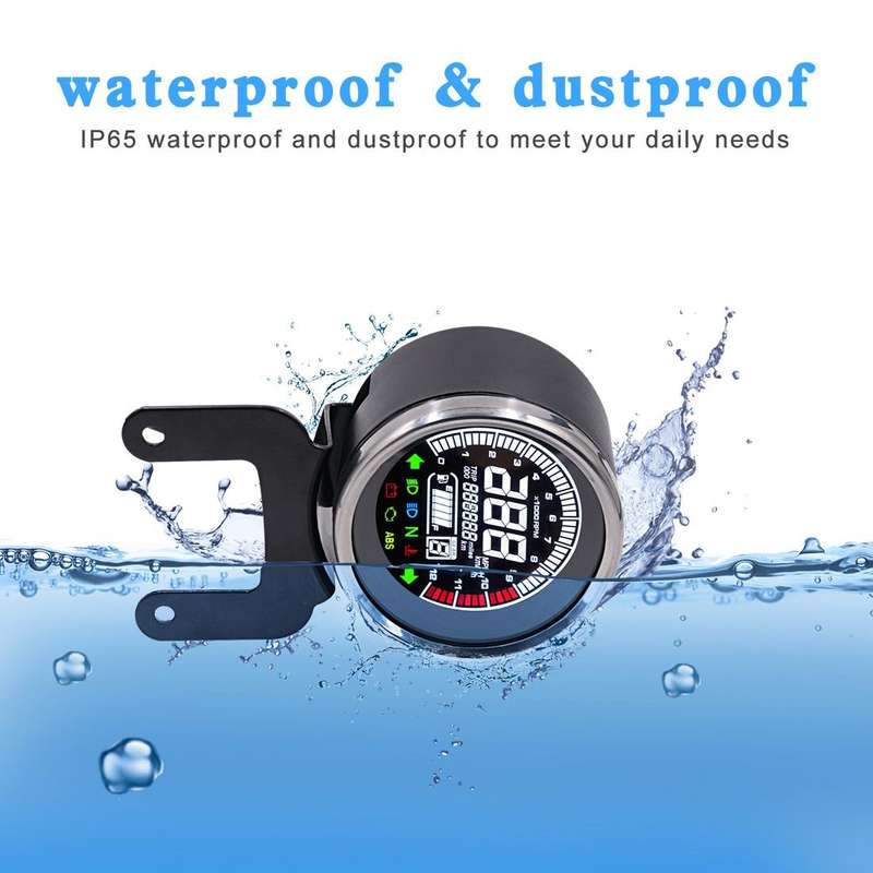 Universal Motorcycle Modified Multi-functional LED Digital Meter Indicator Light Tachometer Odome...