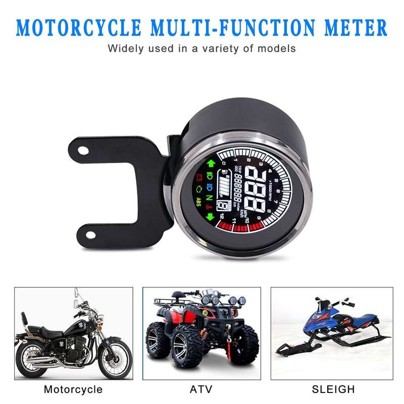 Universal Motorcycle Modified Multi-functional LED Digital Meter Indicator Light Tachometer Odome...