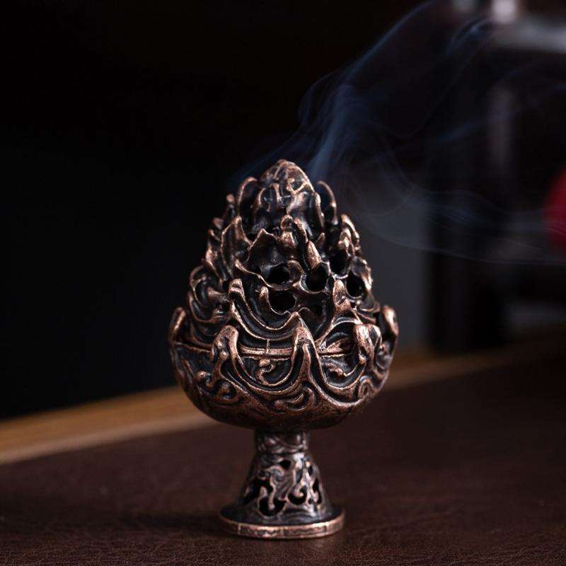 Vintage Indoor Incense Burner Copper Alloy Incense Burner Ornament, Size: Small Copper Color