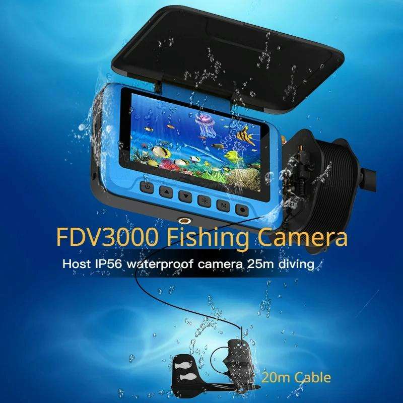 FDV3000 Fish Finder Camera Underwater Monitoring Fishing Sonar Sensor 4.3 Inch Display LED Digita...