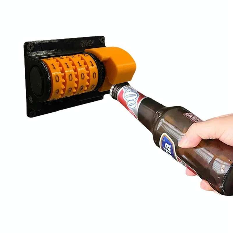 Beer Counter Wall-mounted Can Opener Bottle Opener (Red and Black)