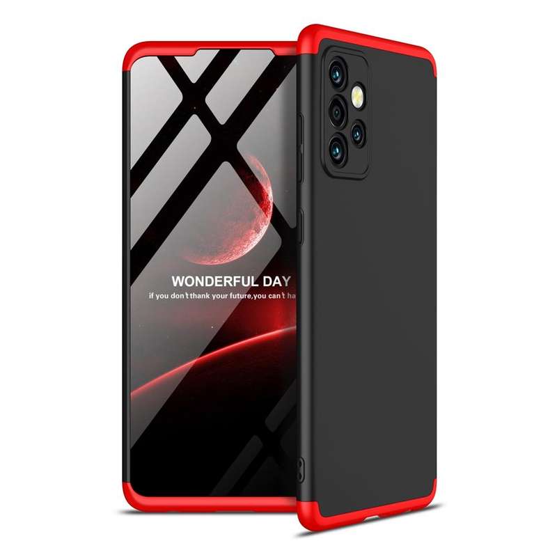 For Samsung Galaxy A72 5G / 4G GKK Three Stage Splicing Full Coverage PC Case(Black Red)